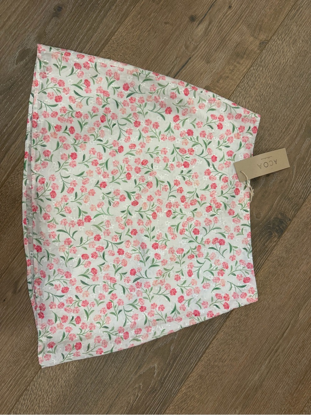AOA Woman Floral Mini Skirt in Pink & Green
